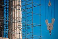 Reconstruction works over Parthenon, Athenian Acropolis. Athens cityscape. Athens, Greece.