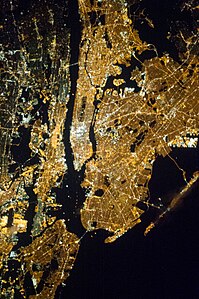 New York City from space at night.