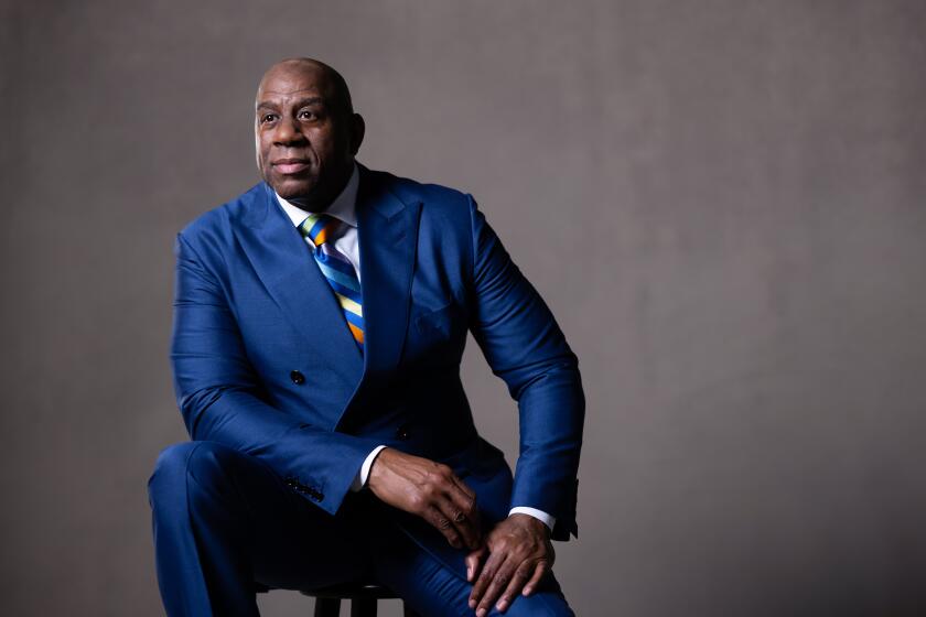 EL SEGUNDO-CA-DECEMBER 7, 2023: Magic Johnson is photographed at the Los Angeles Times in El Segundo on December 7, 2023. DO NOT PUBLISH. FOR THE POWER LIST PROJECT ONLY. (Christina House / Los Angeles Times)