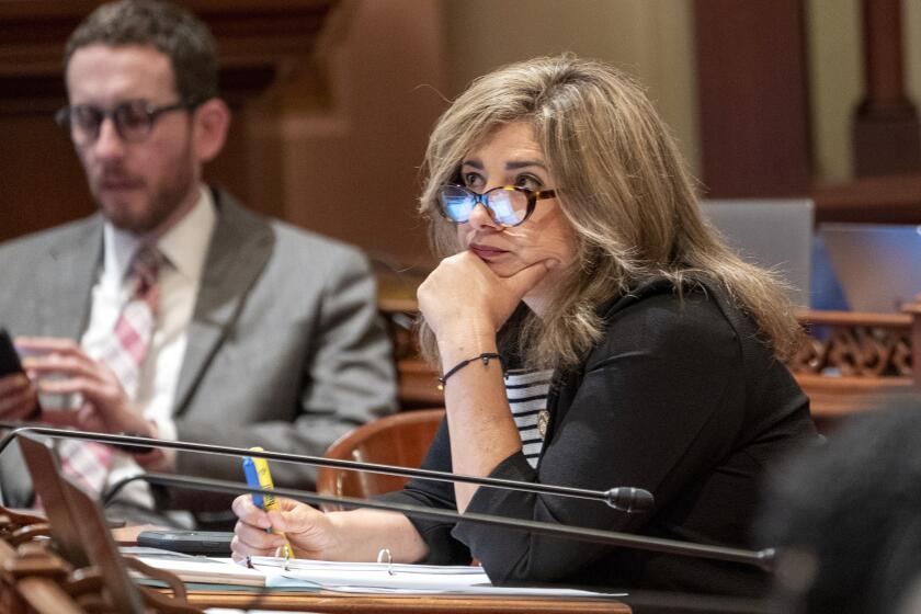 FILE - State Senator Marie Alvarado-Gil, D-Jackson, at the Capitol in Sacramento, Calif., Monday, July 10, 2023. Alvarado-Gil announced Thursday, Aug. 8, 2024, that she is switching to the Republican Party. (AP Photo/Rich Pedroncelli,File)