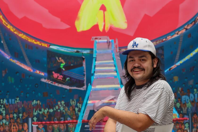 Los Angeles, CA, Wednesday, June 26, 2024 - Graffiti artist Sickid prepares to open his first show at Jeffrey Deitch Studio. (Robert Gauthier/Los Angeles Times)