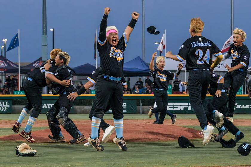 Maui players celebrate after 2-1 win over Eastvale on Friday night in San Bernardino.