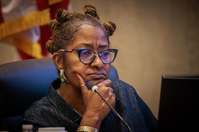 LOS ANGELES, CA - OCTOBER 03: Supervisor second district Holly Mitchell at County of Los Angeles Board of Supervisors meeting. County of Los Angeles Board of Supervisors on Tuesday, Oct. 3, 2023 in Los Angeles, CA. (Irfan Khan / Los Angeles Times)