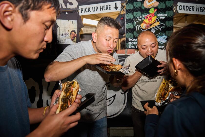 Scenes and tacos at Evil Cooks, photographed for the 101 Best Tacos 2024 on Friday, July 12th, 2024 in Los Angeles, CA. (Andrea D'Agosto / For The Times)