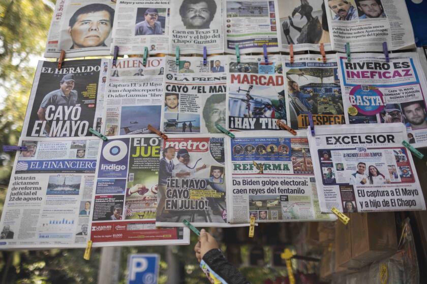 View of the front pages of Mexican newspapers showing the news of the capture of Ismael "El Mayo" Zambada, in Mexico City, Mexico on July 26, 2024. Mexican authorities reported that they had no participation in the arrest of Ismael "Mayo" Zambada, co-founder of the Sinaloa cartel, and of a son of Joaquin "El Chapo" Guzman, carried out on July 25 in Texas by US authorities. (Photo by Rodrigo Oropeza / AFP) (Photo by RODRIGO OROPEZA/AFP via Getty Images)