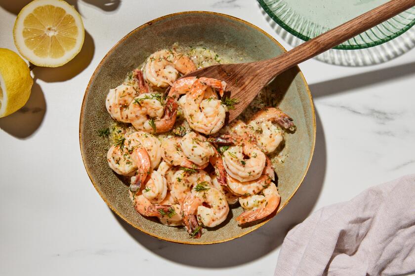 Buttery shrimp with dill.