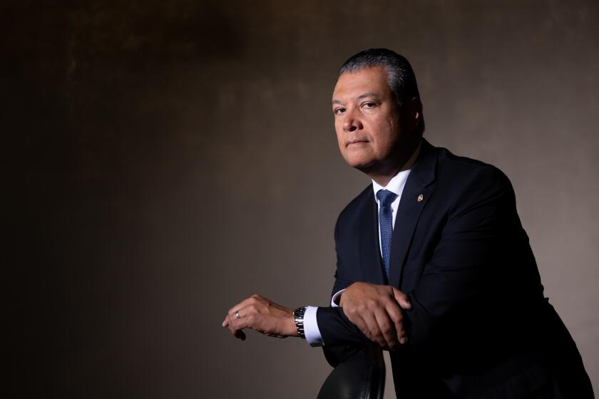 EL SEGUNDO-CA-OCTOBER 9, 2023:Alex Padilla is photographed at the Los Angeles Times in El Segundo on October 9, 2023. DO NOT PUBLISH. FOR THE POWER LIST PROJECT ONLY. (Christina House / Los Angeles Times)