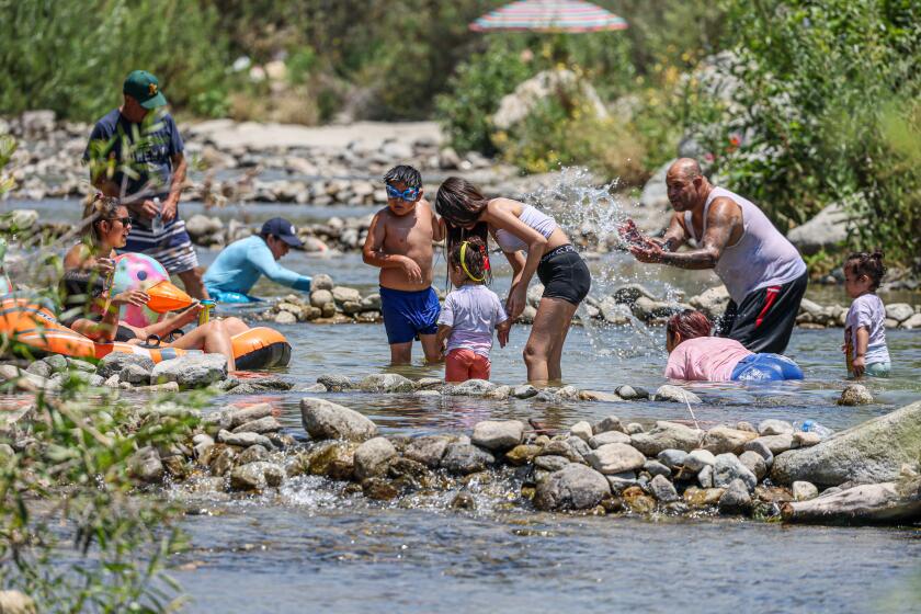 Sunland, CA, Tuesday, July 9, 2024 - The Tujunga wash, which is flowing with water because of winter rains, has become a hot spot for visitors this summer-and they are leaving trash, a big mess, blocking roads and illegally parking. Residents who live in the area are raging mad and are calling for traffic enforcement and generally want people to leave. The wash is owned by LA, but the road to it is a private road that leads so large equestrian properties and big houses in the rural area. Residents are meeting with police and city councilmember about what can be done. (Robert Gauthier/Los Angeles Times)