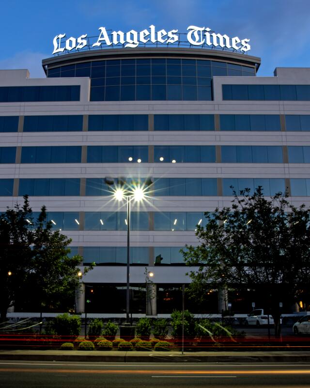 The Los Angeles Times building and newsroom along Imperial Highway on Friday, April 17, 2020 in El Segundo, CA