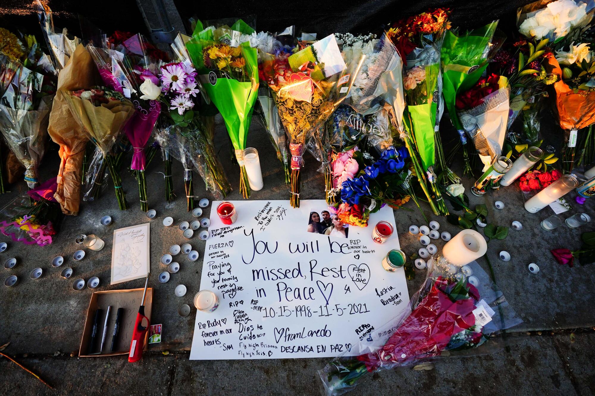 A makeshift memorial outside NRG Stadium.