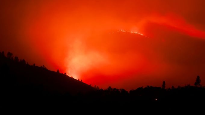 Lake Fire burning in Los Olivos California, on July 9, 2024.