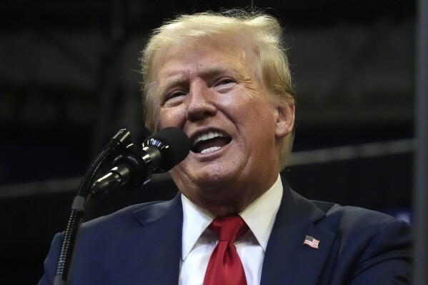 Republican presidential nominee former President Donald Trump speaks at a campaign rally in Bozeman, Mont., Friday, Aug. 9, 2024. (AP Photo/Rick Bowmer)