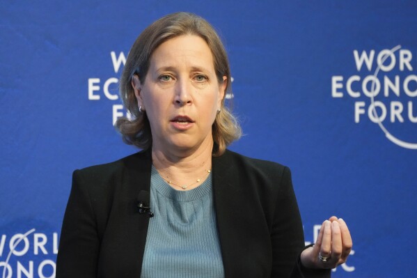 FILE - YouTube CEO Susan Wojcicki speaks during a conversation at the World Economic Forum in Davos, Switzerland, on May 24, 2022. Wojcicki has died, according to her husband, Dennis Troper in a statement posted on social media late Friday, Aug. 9, 2024. (AP Photo/Markus Schreiber)