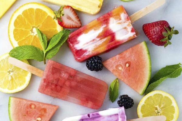 This undated image shows a variety of homemade popsicles made with natural sweeteners by Jessica Gavin, a certified culinary scientist. (Jessica Gavin via AP)