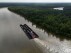 A boat pushes barges on the water in the upper Mobile–Tensaw Delta on Wednesday, June 5, 2024, near McIntosh, Ala. (AP Photo/Mike Stewart)