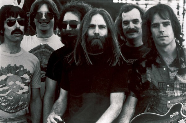 FILE - This undated file photo shows members of the Grateful Dead band, from left to right, Mickey Hart, Phil Lesh, Jerry Garcia, Brent Mydland, Bill Kreutzmann, and Bob Weir. The 47th Kennedy Center class will be honored with an evening of tributes, testimonials and performances on Dec. 8 at Washington's John F. Kennedy Center for the Performing Arts. (AP Photo/File)