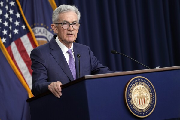 FILE - Federal Reserve Board Chair Jerome Powell speaks during a news conference at the Federal Reserve in Washington, June 12, 2024. Powell testifies to the House Financial Services Committee on Wednesday, July 10, 2024, the second of two days of semi-annual testimony to Congress. (AP Photo/Susan Walsh, File)