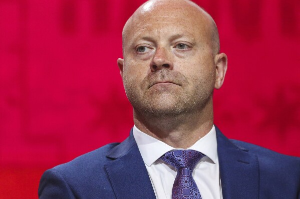 FILE - Then-Chicago Blackhawks senior vice president and general manager Stan Bowman attends the NHL hockey team's convention in Chicago, July 26, 2019. The Edmonton Oilers hired Stan Bowman as general manager and executive vice president of hockey operations on Wednesday, July 24, 2024, making him the first former Chicago Blackhawks executive re-hired by an NHL team since the team's 2010 sexual assault scandal came to light in recent years. (AP Photo/Amr Alfiky, File)