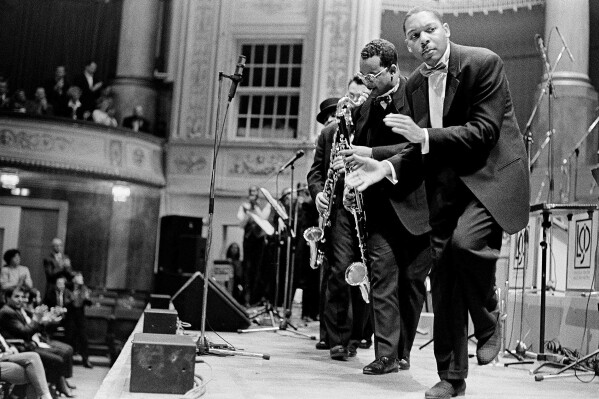 This photo, provided by Brandywine Conservancy and Museum of Art, shows Frank Stewart's "Stomping the Blues," taken in 1997, which is part of a retrospective celebrating the photographer's work on display through Sept. 22, 2024, at the museum in Chadds Ford, Pa.(Collection of Rob Gibson, Savannah, via AP)