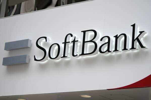 FILE - The logo of SoftBank Corp. is seen at its shop in Tokyo, on April 21, 2022. (AP Photo/Shuji Kajiyama, File)