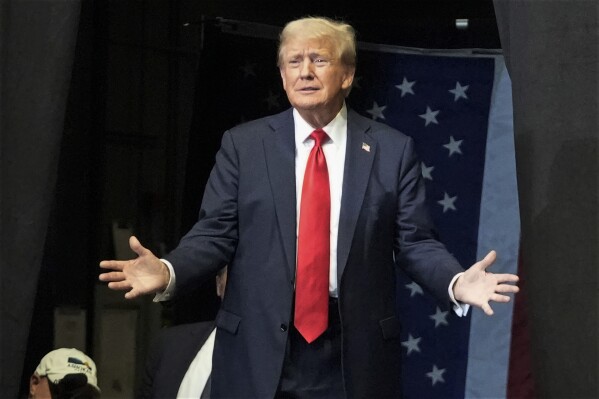 Republican presidential nominee former President Donald Trump speaks at a campaign rally in Bozeman, Mont., Friday, Aug. 9, 2024. (AP Photo/Rick Bowmer)