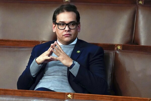 FILE - Rep. George Santos, R-N.Y., waits for the start of a session in the House chamber in Washington, Jan. 6, 2023. (AP Photo/Alex Brandon, File)