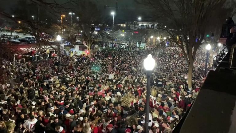 Thousands of Alabama Crimson Tide supporters took to the streets to celebrate their team winning the national championship