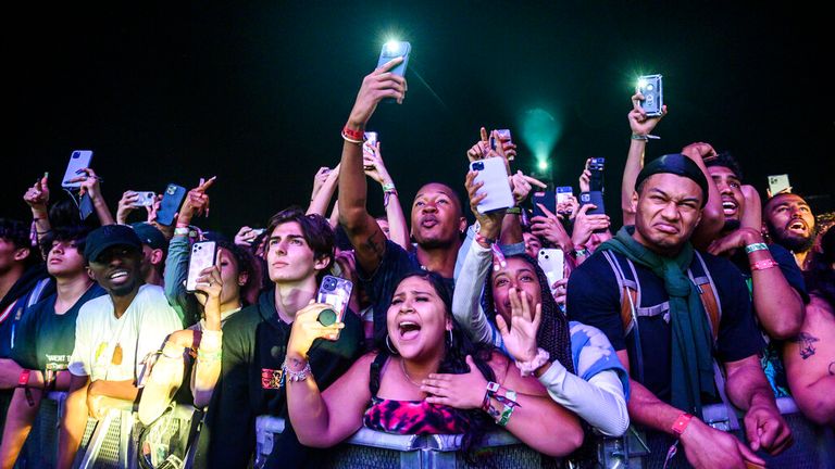 Crowds during the Travis Scott performance. Pic: AP