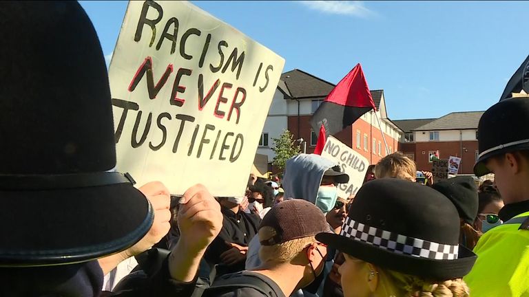 Hundreds attend protest outside hotel for asylum seekers in West Sussex