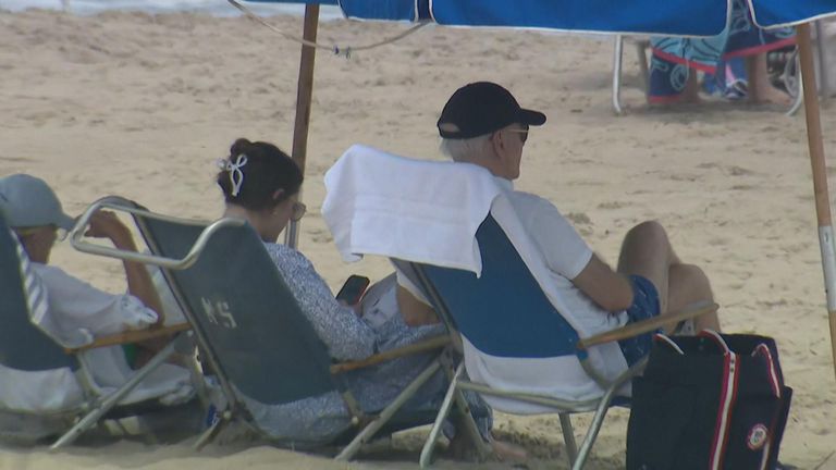 Biden seen at the beach with family