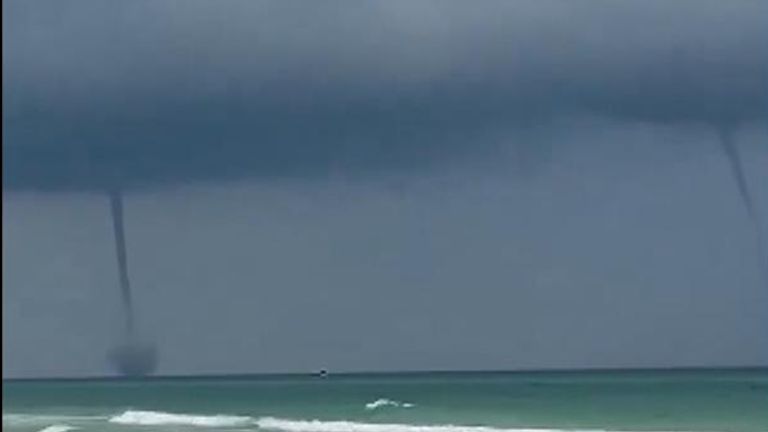 
Dual Waterspouts Dance Near Florida Coastline