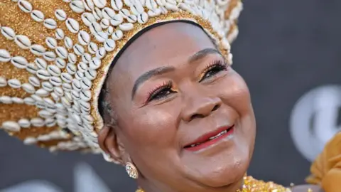 Connie Chiume attends Marvel Studios' "Black Panther 2: Wakanda Forever" Premiere at Dolby Theatre on October 26, 2022 in Hollywood, California.