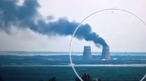 Picture of black smoke coming out of nuclear power plant