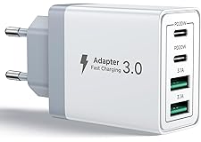 Aioneus Chargeur USB C, 40W 4 Port Prise USBC Chargeur Rapide iPhone, Multi Secteur PD+QC 3.1A Type C Adaptateur pour iPhone 