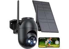 VIMKIM Camera Surveillance WiFi Exterieure sans Fil - 360° PTZ Camera Solaire ＆ Batteries Vision Nocturne Couleur Détection H