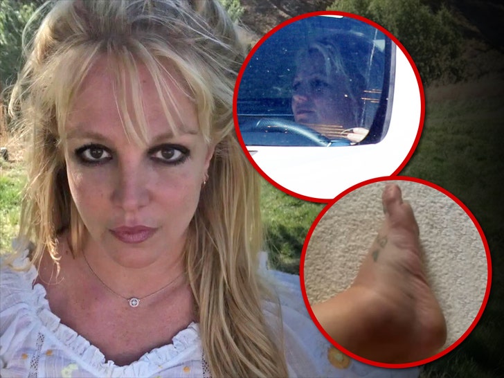 britney spears driving car and foot