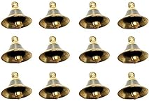 UAPAN Brass Bell Decorative Pooja Room Bells with J Hook (Silver Gold_2 inch, Pack of 12)