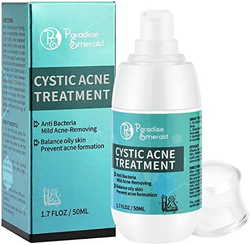 Paradise Emerald Cystic Acne Spot Treatment, Hormonal Acne Treatment for Face，Back and Body, with Salicylic Acid and Tea Tree Oil, Pimple Advanced Acne Cream for Teens & Adults