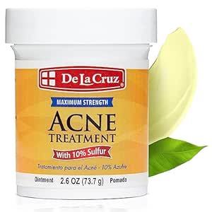 De La Cruz Sulfur Ointment - Cystic Acne Treatment for Face and Body - Daily 10 Min Spot Treatment Mask - Safe and Effective Game Changing Hormonal Acne Treatment that Clears Up Pimples - 2.6 OZ