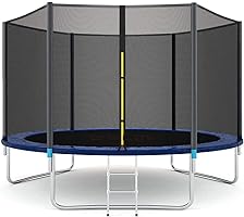 Enklov Trampoline, Kids Outdoor Trampolines Jump Bed With Safety Enclosure Exercise Fitness Equipment (10Ft)
