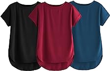 Fabricorn Combo of Three Plain Maroon, Black and Airforce Blue Round Neck Up and Down Cotton Tshirt for Women (Maroon, Black, Airforce Blue, XX-Large)