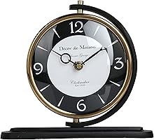 Decor de Maison Metal Handcrafted Black Gold Aleksi Table Clock For Home Decor Table Decor Clock For Living Room Bedroom...