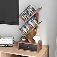 OrderWood Sheesham Wood Table Top Book Shelf for Home & Office | Wooden Tree Shape Desk Bookshelf with 3 Shelf & 1...