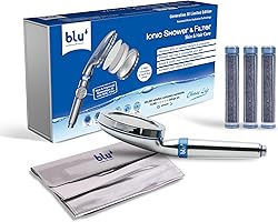 blu Ionic Shower Head and Shower Filter - Handheld - Removes Chlorine & Harmful Pollutants - Prevent Hair Loss &...