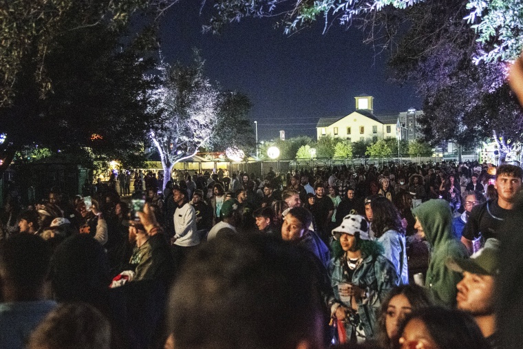 Festival goers are seen rushing into the VIP area prior to Travis Scott performing during day one of the Astroworld Music Festival on Nov. 5, 2021, in Houston.