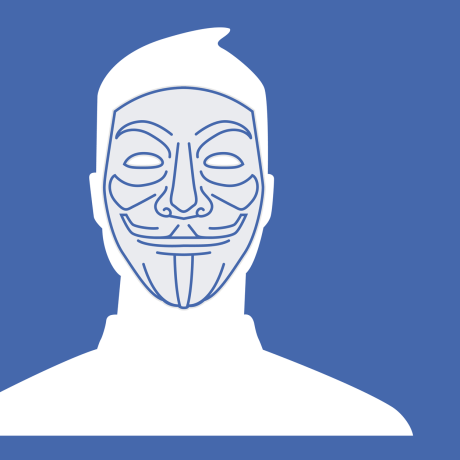 Illustration of the Facebook default profile photo wearing a vigilante mask.