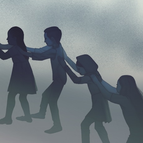 Illustration of children evacuating school.