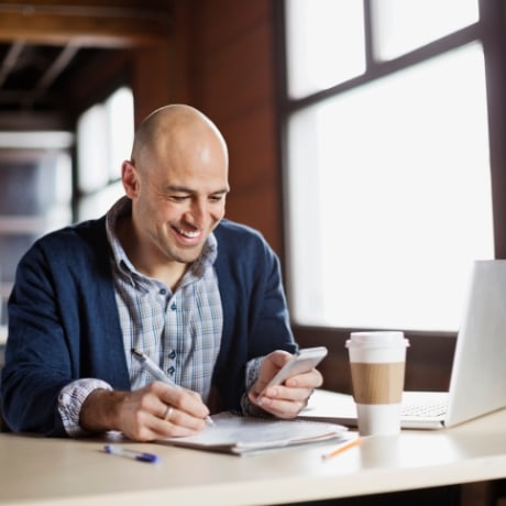 Entrepreneur working in creative office space