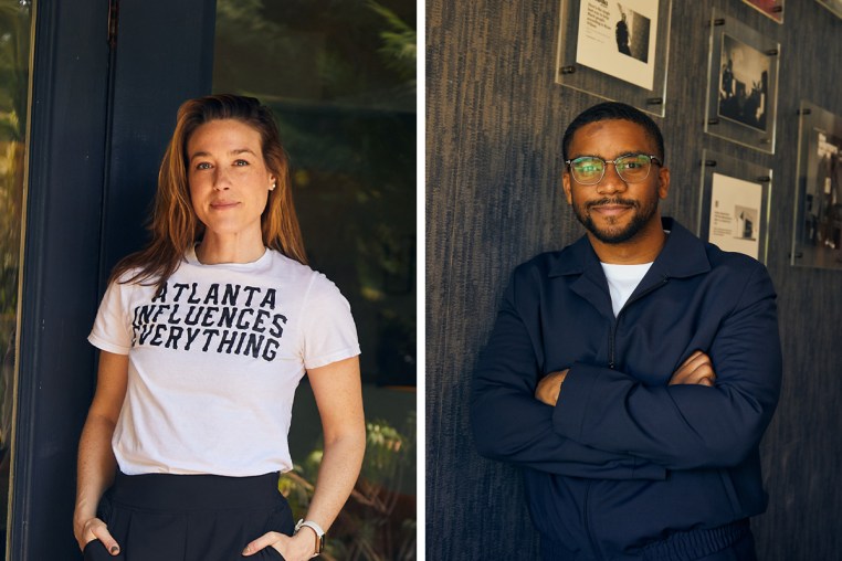 Molly Dickinson, founder of Banner Day, and Ryan Wilson, owner of a members-only networking space, in Atlanta, on June 26, 2024.