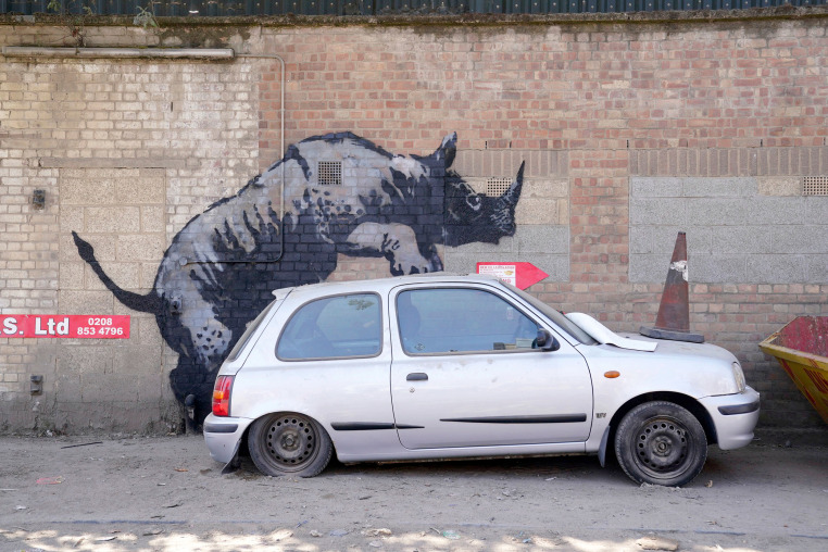 Image: banksy art rhinoceros rhino